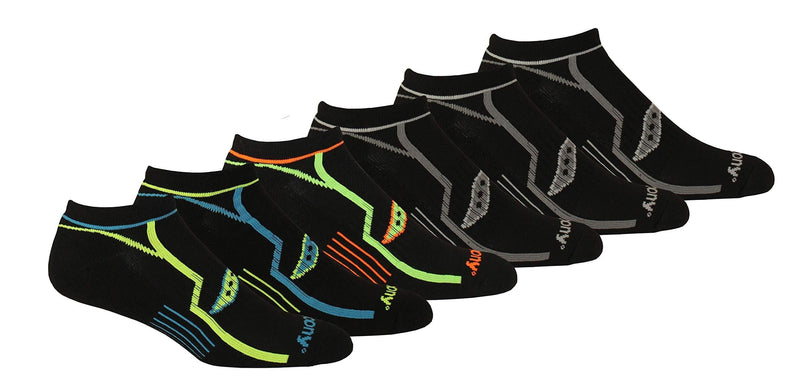 Saucony mens Multi-pack Bolt Performance Comfort Fit No-show Socks Shoe Size: 5-8 Black (6 Pairs) - BeesActive Australia