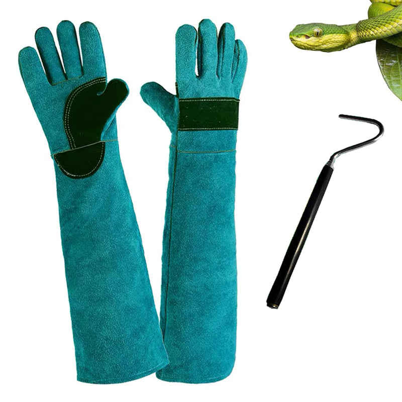 Animal Handling Gloves Bite With Hook Proof Reinforced Leather Padding Dog Cat Scratch Bird Falcon Protection Grabbing For Reptile Squirrel Snake Bite Lizard Boa Bbq 23inch - BeesActive Australia