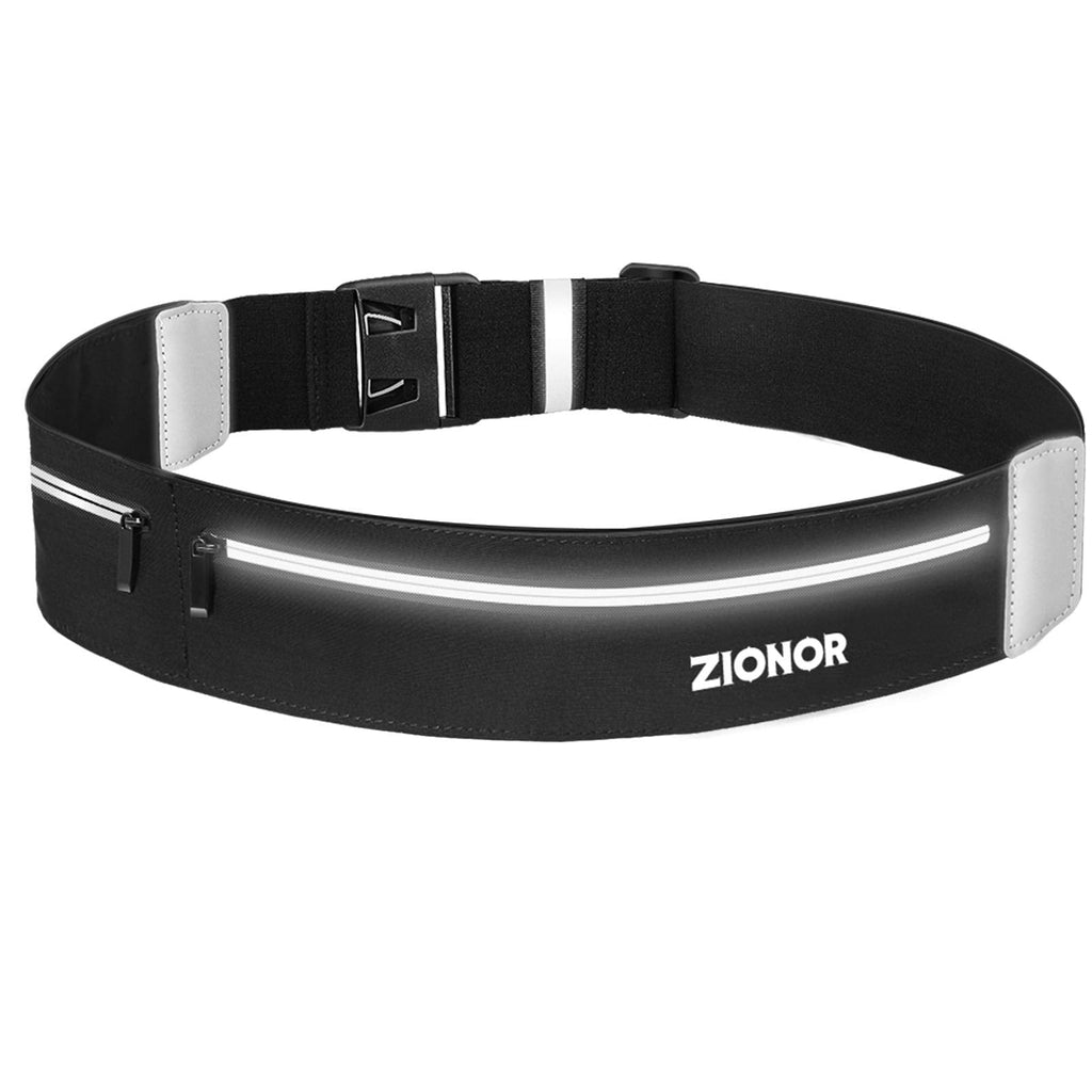 ZIONOR Running Belt, Bounce-Free Running Waist Packs, Water Resistant Runners Belt for Men Women Adult, Adjustable Reflective Compatible with Phones up to 7 inches black - BeesActive Australia