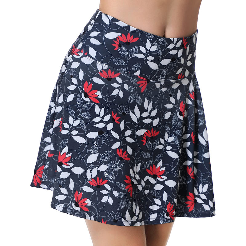 Xioker Women Skorts Skirts for Tennis Clothing,Golf Skorts with Pockets&Running Tennis Skirts for Women Flower Printed Skirts Large - BeesActive Australia