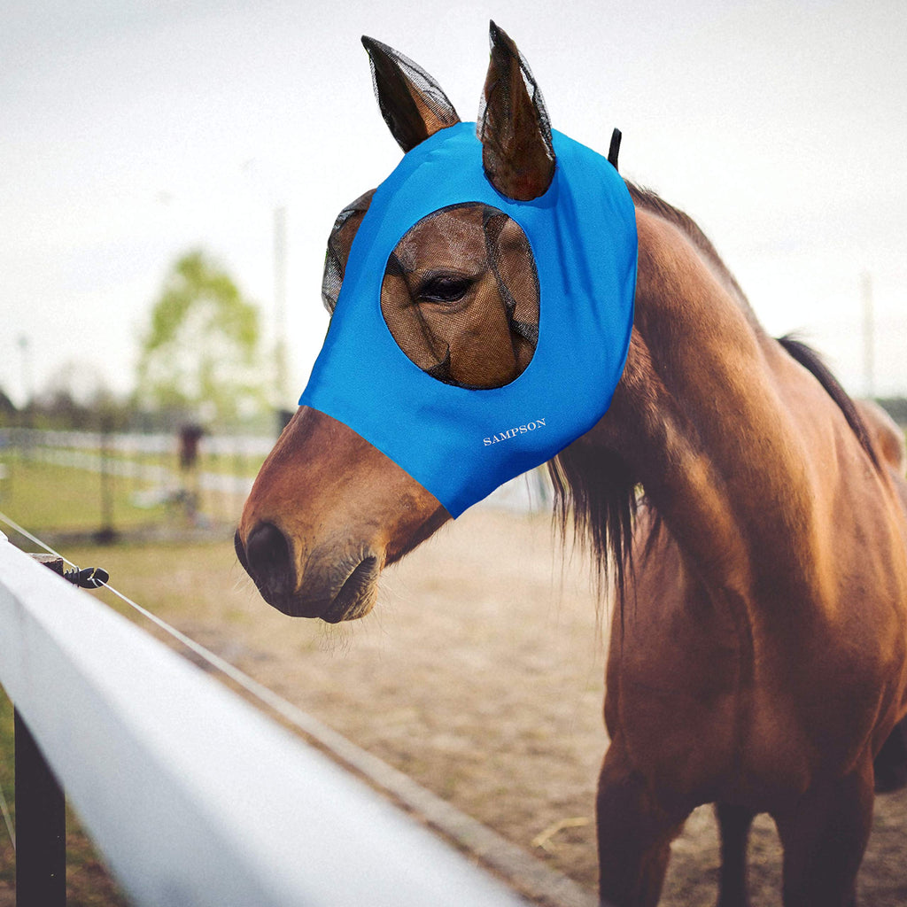 Sampson Horse Fly Mask,Fly Masks for Horses with Ears, Comfortable&Elasticity Lycra Fly Mask Large Pacific Blue - BeesActive Australia