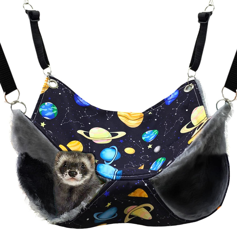 FULUE Ferret Rat Hammock Bed, Ferret Guinea Pig Nation Cage Accessories Kit Set Staff House and Hideouts Cave for Guinea Pig Ferret Black Galaxy - BeesActive Australia