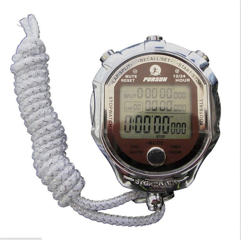 JINSUO LYDBM Digital Metal Stopwatch 1/1000 Second Football Sports Chronograph Counter Countdown Timer Large Display Metronome Alarm Clock (Color : Picture Color) - BeesActive Australia