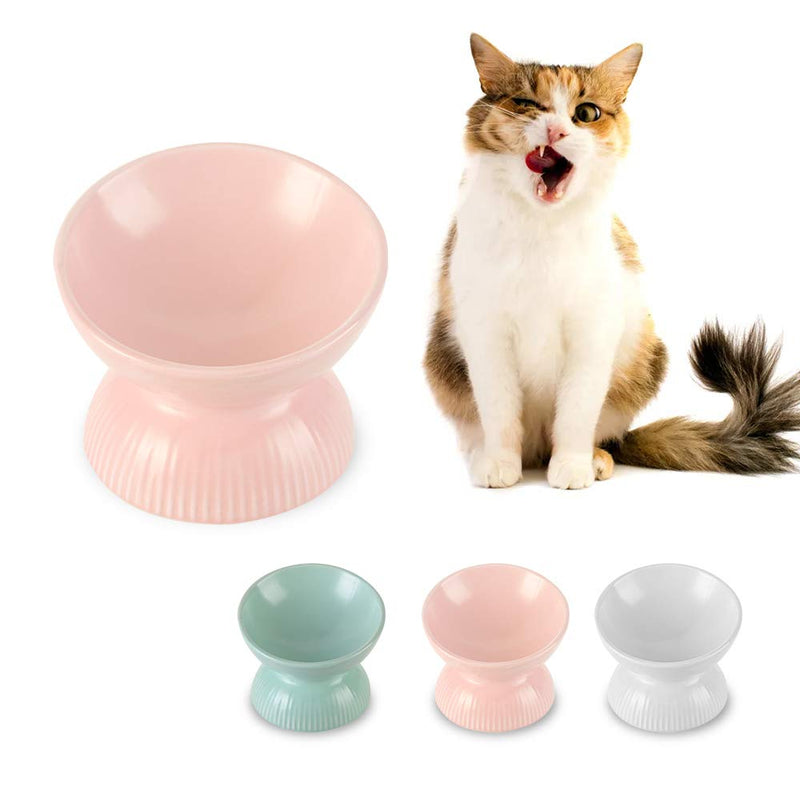 Small Cat Bowl,Raised Cat Food Bowls Anti Vomiting,Tilted Elevated Cat Bowl,Ceramic Pet Food Bowl for Flat-Faced Cats,Small Dogs,Protect Pet's Spine,Dishwasher Safe Small Pink - BeesActive Australia