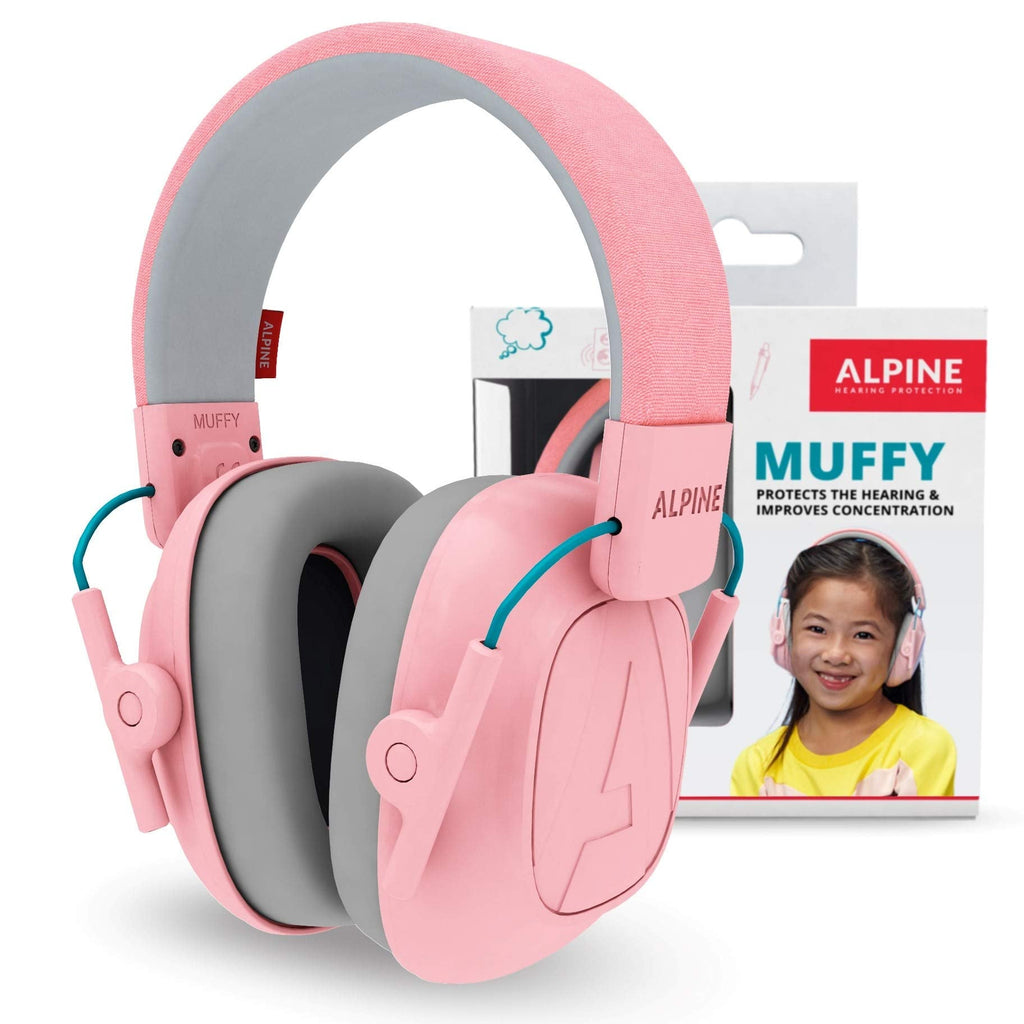 ALPINE HEARING PROTECTION Muffy Earmuffs for Kids 3-16 Adjustable Noise Reduction Headphones - Pink - BeesActive Australia