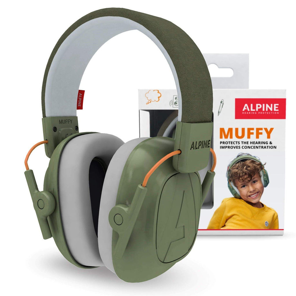 ALPINE HEARING PROTECTION Muffy Earmuffs for Kids 3-16 Adjustable Noise Reduction Headphones - Green - BeesActive Australia