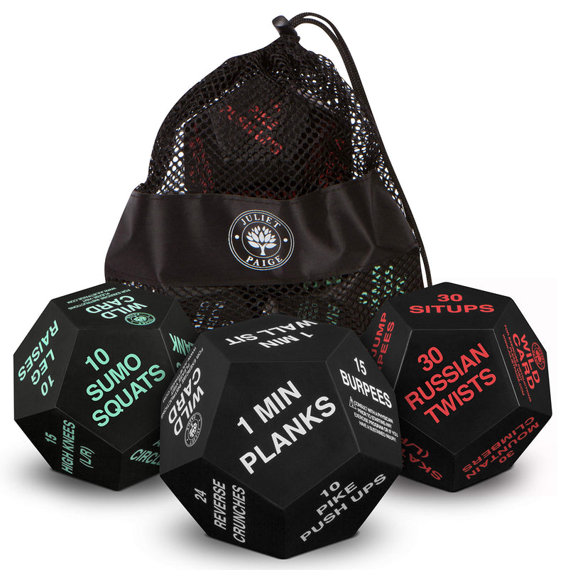 Juliet Paige Exercise Dice for Home Fitness, Workouts, WOD, Cardio, HIIT, and Sports Green, White, and Red - BeesActive Australia