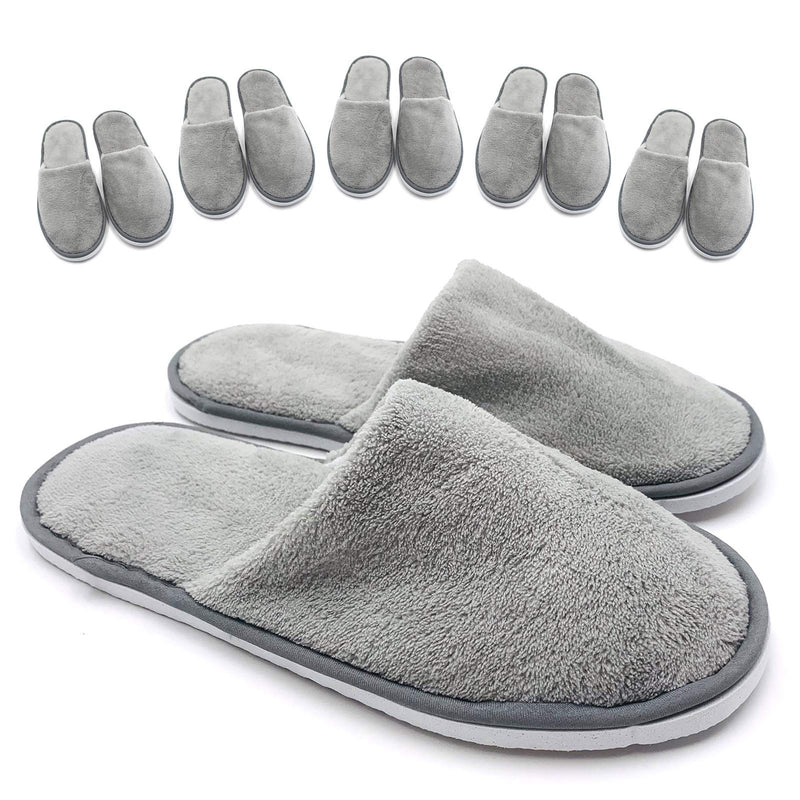 6 Pairs Warm Spa Slippers-Closed Toe Non Slip Disposable Hotel Slippers for Wowens Men-Thick Soft Cotton Reusable House Slippers Fit for Guests,Bathroom,Bedroom,Travel,Home,Indoor Grey - BeesActive Australia