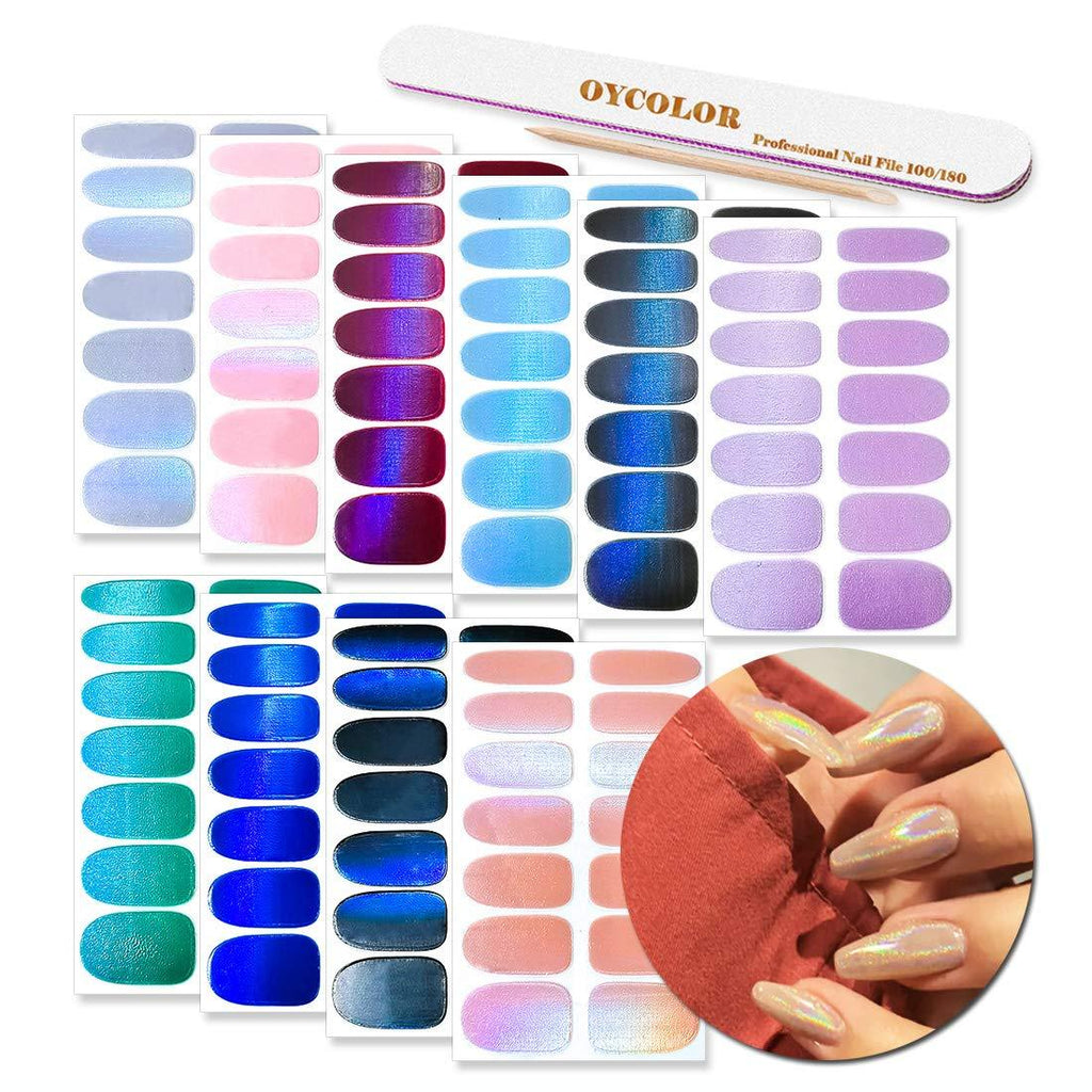 DANNEASY 10 Sheets Adhesive Nail Polish Wraps Strips Solid Colors Nail Art Decals Stickers Manicure Kit for Women with 1Pc Nail File + Wood Cuticle Stick kit 1 - BeesActive Australia