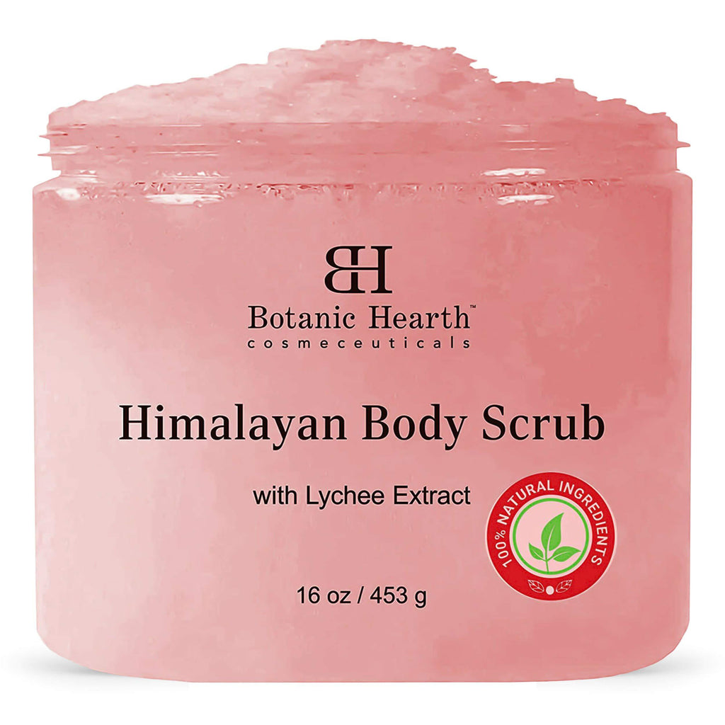 Botanic Hearth Himalayan Salt Body Scrub with Lychee Oil - Natural Exfoliating Salt Scrub for Body and Face, Cellulite, Deep Cleansing Hydrate and Moisturize Skin 16oz - BeesActive Australia