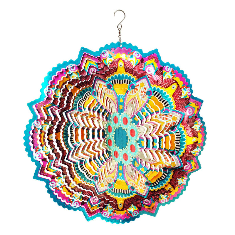 FONMY Wind Spinner Mandala Lucky Star 12 inch  3D Stainless Steel  Laser Cut Metal Art Geometric Pattern - Hanging Wind Spinner, Kinetic Yard Art Decorations - Indoor/Outdoor Décor 12inch Mdl07 - BeesActive Australia