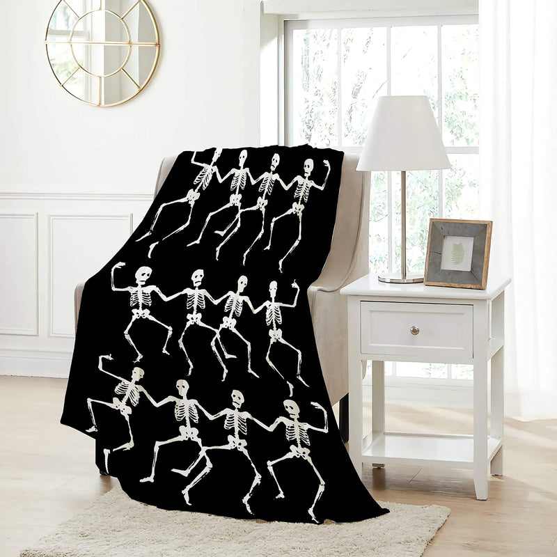 Pindola Dancing Skeletons Throw Blanket Warm Lightweight Soft Cozy Warm Home Decoration 50"x40" for Child - BeesActive Australia