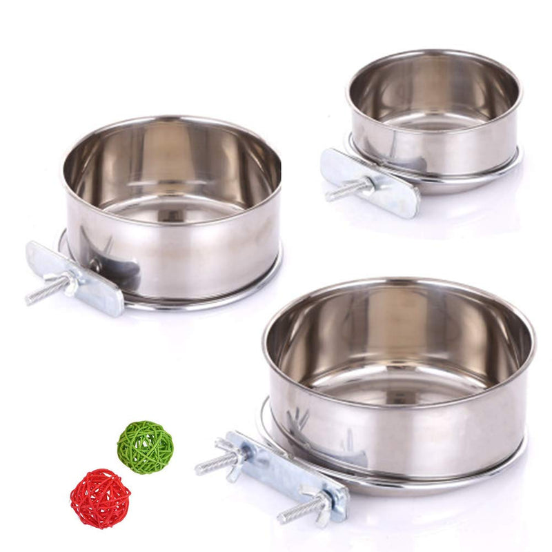 3 Pack Bird Feeder Bowl, Stainless Steel Parrot Feeding Cups with Clamp Holder, Cage Water Food Dish for Parakeet Lovebird Conure Cockatiels - BeesActive Australia