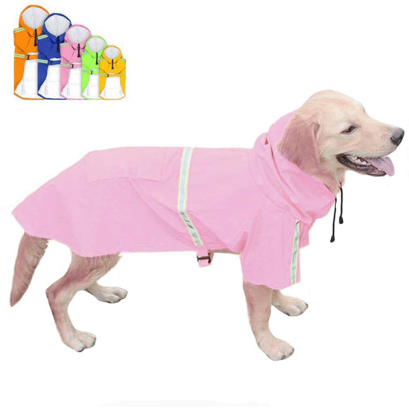 FEimaX Dog Raincoats Rain Poncho Coat Waterproof Pet Raincoat Jacket with Hood for Medium and Large Dogs, Lightweight Hoodies Windproof for Outdoor Walking M (Chest: 16.1'', Body 11.8'') Pink - BeesActive Australia