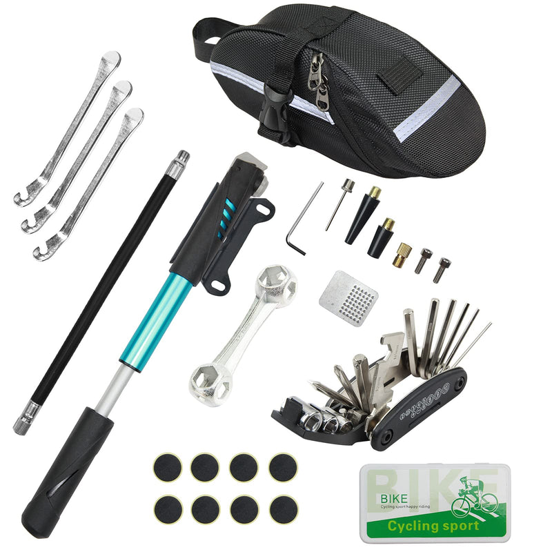 CHUMXINY Bike Repair Kit, Bike Tire Repair Tool Kit Contains 16-in-1 Tool, 120Psi Mini Bicycle Pump, Bicycle Tire Patch Kit, Used for Mountain Bike and Road Bike. - BeesActive Australia