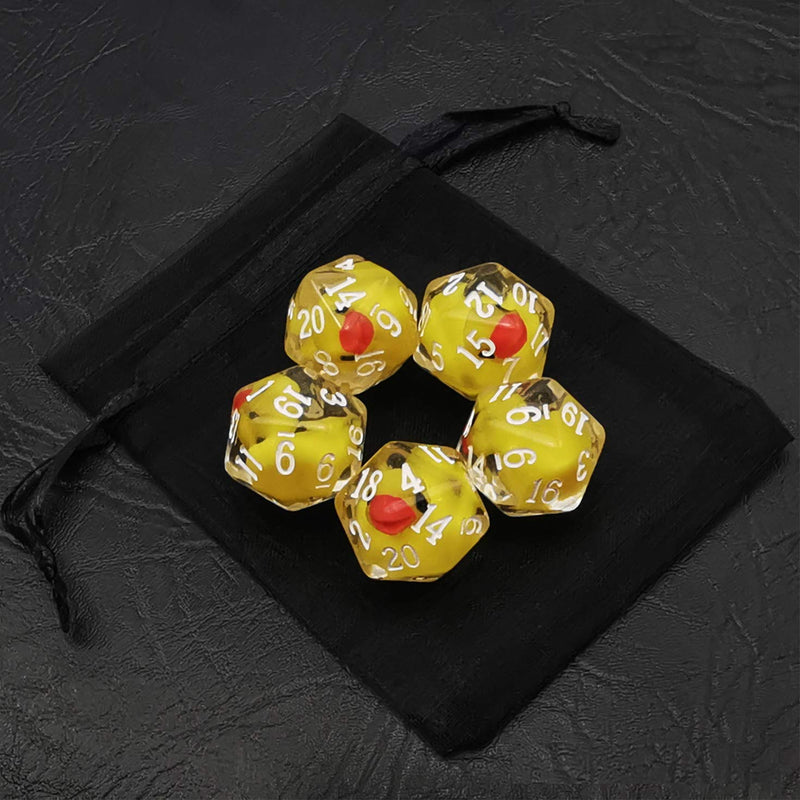 BESCON DICE Yellow Duck 20 Sides Dice Set of 5, Duck D20 5pcs Set 5pcs Duck D20 - BeesActive Australia