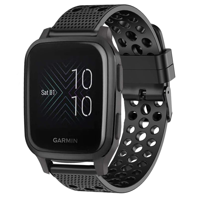 Compatible with Garmin Venu 2 Plus Bands, YOUkei Silicone Replacement Wristbands Sport Strap with Metal Buckle Compatible with Garmin Venu Sq Smartwatch/Venu 2 Plus Smartwatch 2022 (Black) Black - BeesActive Australia