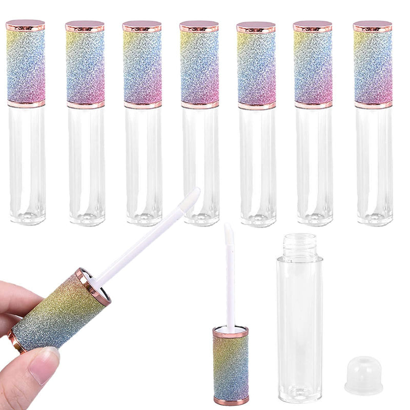 PIAOPIAONIU 8 Pcs Sparkles Rainbow Lip Gloss Wand Tubes,5ml Empty Lip Gloss Containers,Lipgloss Lip Balm Bottles with Rubber Stoppers for Lip Gloss Balm Cosmetic Business - BeesActive Australia