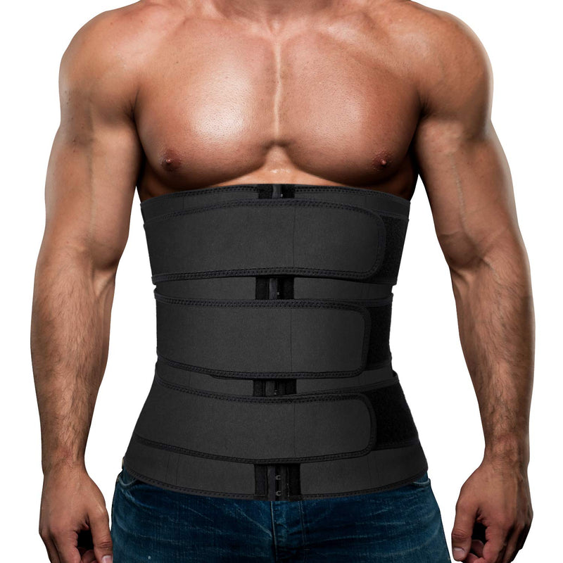 Mens Workout Waist Trainer Neoprene Corset Sauna Sweat Trimmer Cincher Slimming Belly with Belts Black Waist Trainer Belt Small - BeesActive Australia