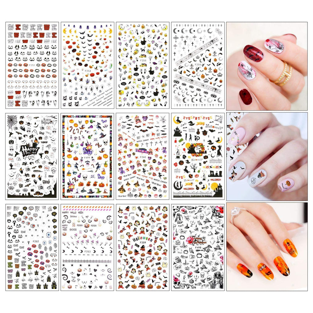 Halloween Nail Art Decals Self-Adhesive Fingernails Toenails Stickers Decorations DIY Nail Art Tips Accessories Stencil for Halloween Party Supply (Halloween new) Halloween new - BeesActive Australia