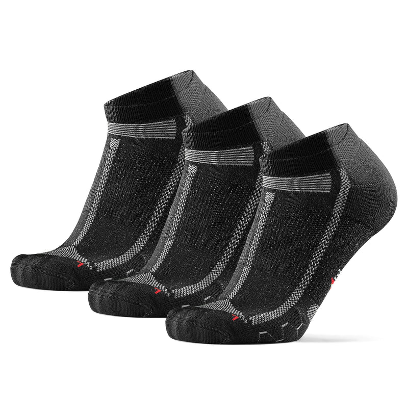 DANISH ENDURANCE 3 Pack Low-Cut Long Distance Running Socks, Men & Women Black/Grey Medium - BeesActive Australia