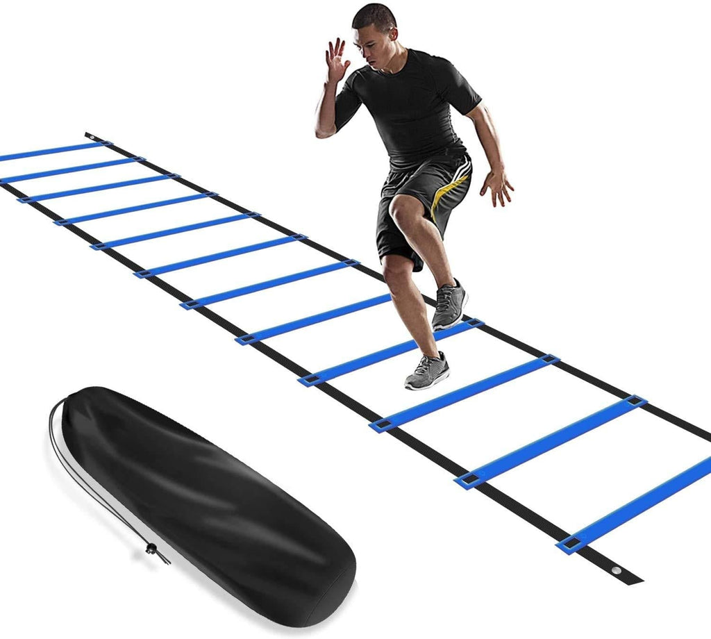 KIKILIVE Agility Ladder, Speed Agility Training Footwork Equipment 12 Rung with Carrying Bag for Sports Soccer, Football, Exercise Fitness blue - BeesActive Australia