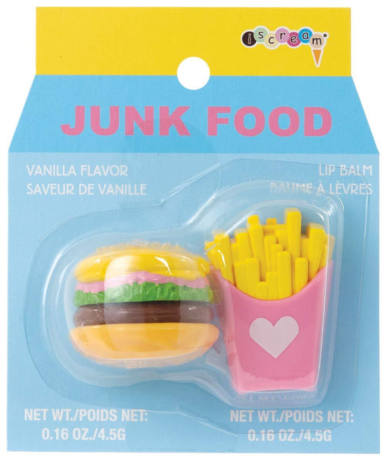 iscream Junk Food Burger and Fries Shaped Vanilla Scented Lip Balm Set - BeesActive Australia