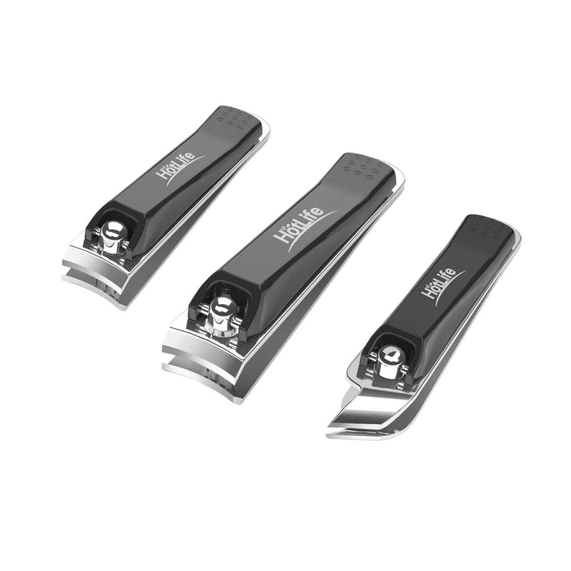 HotLife Nail Clipper Set - Sharp Nail Clippers, Fingernail and Toenail Clipper Cutter, 3PCS Professional Stainless Steel Nail Kit, Pedicure & Manicure Set, Slant Edge Nail Trimmer for Men and Women D - BeesActive Australia