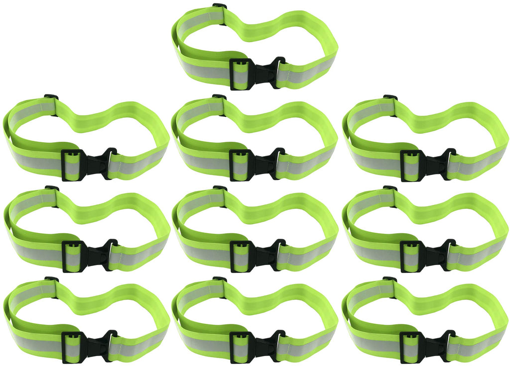 High Visibility Reflective Belt, Army PT Belt. Reflective Running Gear for Men and Women for Night Running Cycling Walking. Military Safety Reflector Strips 10 x Green Belt - BeesActive Australia