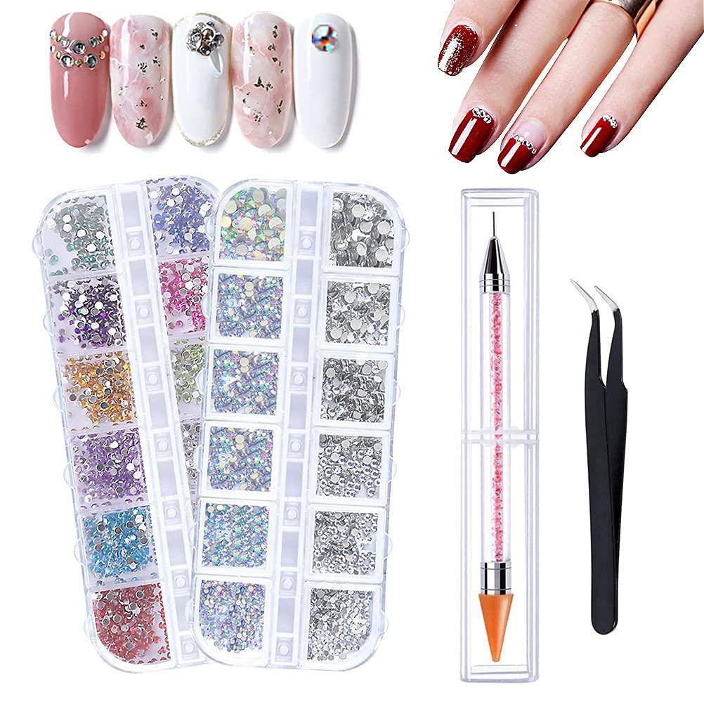 Pimoys 3940pcs Flat Back Gems Rhinestones for Nails,Nail Jewels Crystals Clear Rhinestones and Art Rhinestones with Pick Up Tweezer and Rhinestone Picker Dotting Pen for Nails/Face/Craft - BeesActive Australia