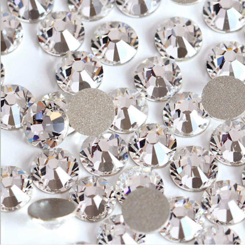 Ayetea Prime 2100pcs Nail Rhinestones, Flat Back Round Crystal Rhinestones Glass Gems Set 6 Size with Rhinestones Picking Pen and Triangle Plate, for Crafts Nail Face Art Clothes Shoes Bags DIY Clear - BeesActive Australia