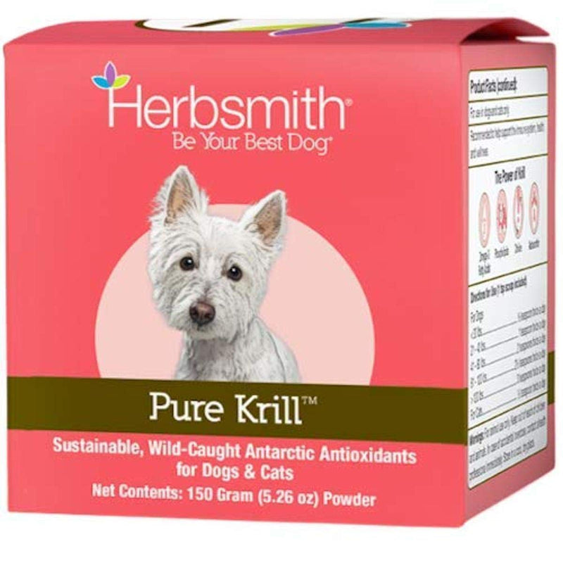 Herbsmith Pure Krill - Wild-Caught Antarctic Krill - Just 1 Ingredient - Astaxanthin for Dogs - Ready-to-Use Omega 3s 150g - BeesActive Australia