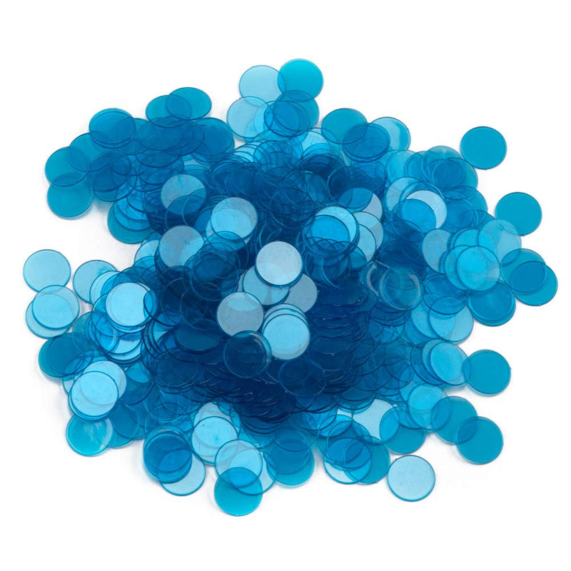 GSE Games & Sports Expert 500/1000 Pieces of 3/4-inch Plastic Transparent Bingo Chips (Several Colors Available) Blue 500-Pack - BeesActive Australia