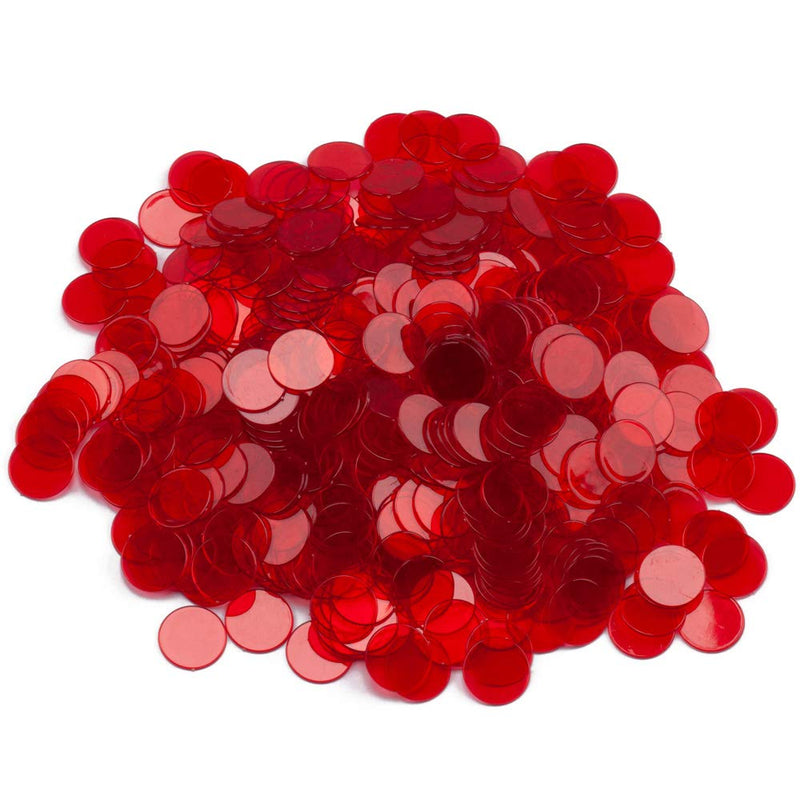 GSE Games & Sports Expert 500/1000 Pieces of 3/4-inch Plastic Transparent Bingo Chips (Several Colors Available) Red 1000-Pack - BeesActive Australia
