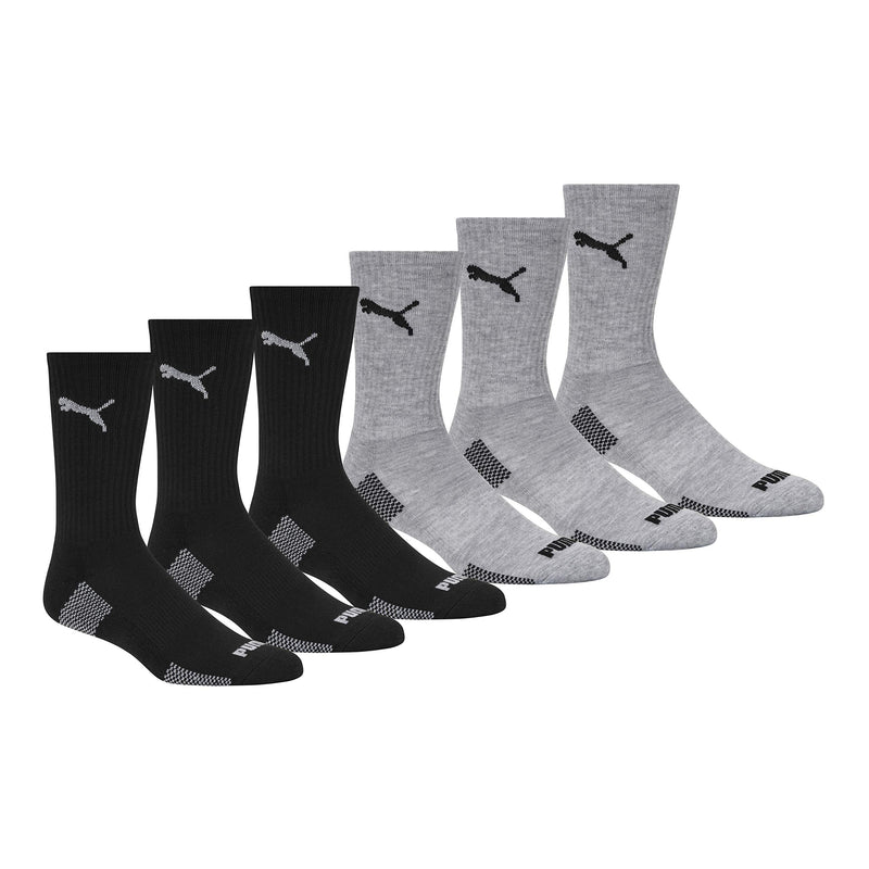 PUMA Men's 6 Pack Crew Socks 10-13 Black/Grey Combo - BeesActive Australia
