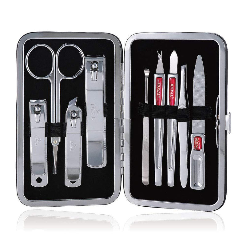 Made in Korea ROYAL Nail clipper set, 9pcs, Metalframe Manicure set black - BeesActive Australia