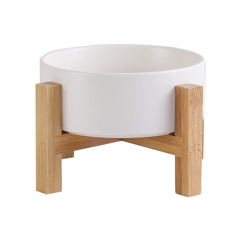 Ceramic Elevated Raised Cat Bowls ,Cat Food Dish with Stand, Raised Cat Food or Water Bowls Anti Vomiting,Pet Bowl with Anti Slip Rubber pad,Stress Free for Cats and Small Dogs（400ML/13.5OZ White - BeesActive Australia