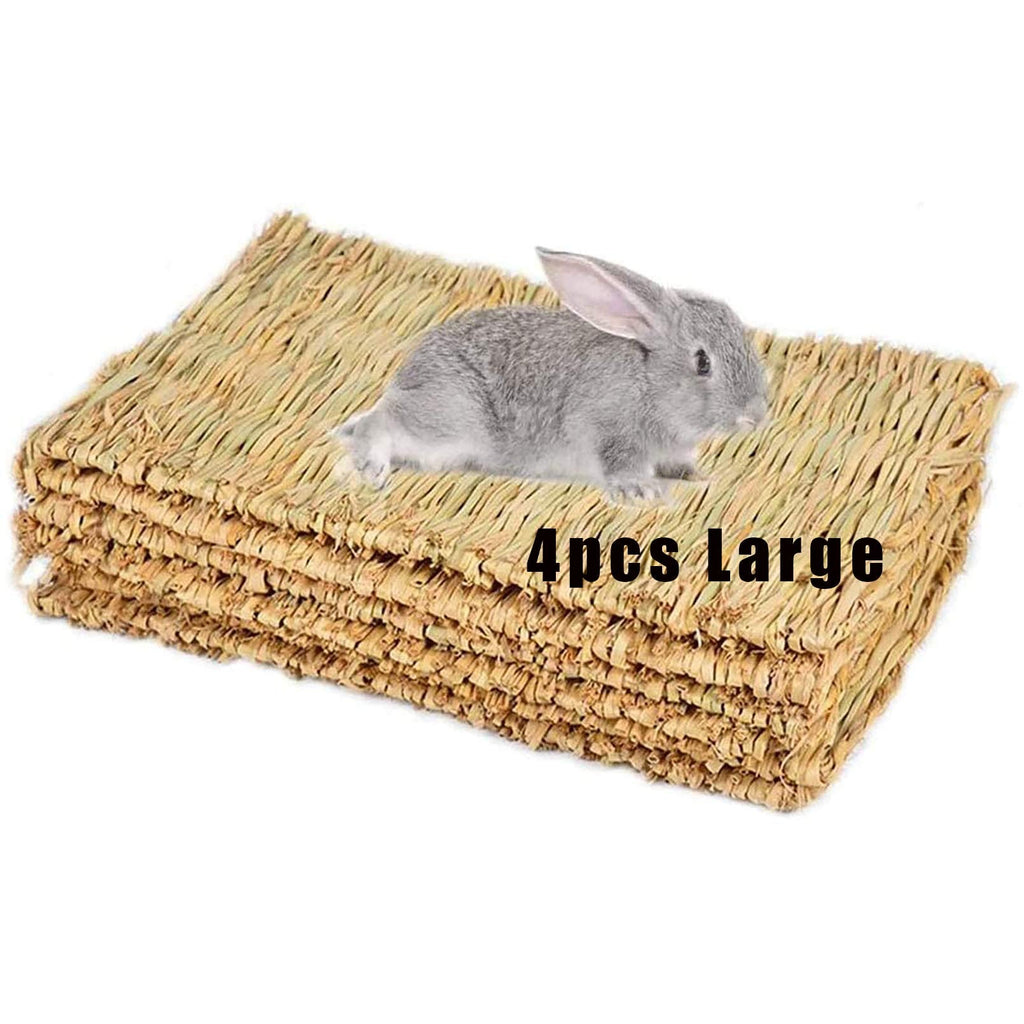Hamiledyi Grass Mat Woven Bed Mat for Small Animal Large Bunny Bedding Nest Chew Toy Bed Play Toy for Guinea Pig Parrot Rabbit Bunny Hamster Rat 4L grass - BeesActive Australia