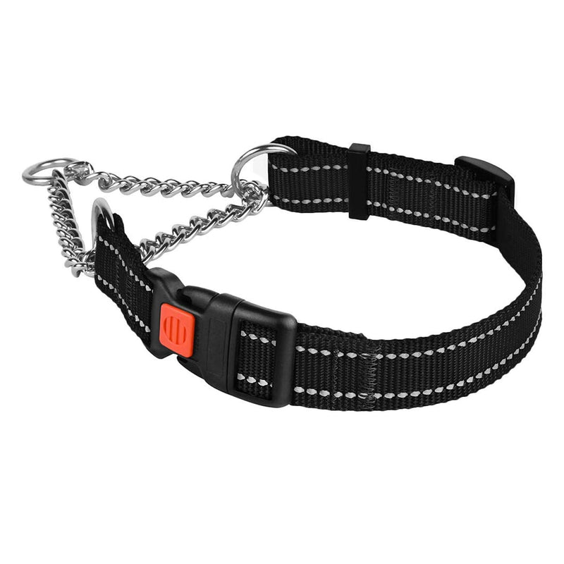 Timos Martingale Dog Collar for Small Medium Large Dogs with Safety Locking Buckle Reflective Adjustable Stainless Steel Chain Dog Collars Martingale Collars,S Length 11.81‘’-14.17‘’ Black - BeesActive Australia