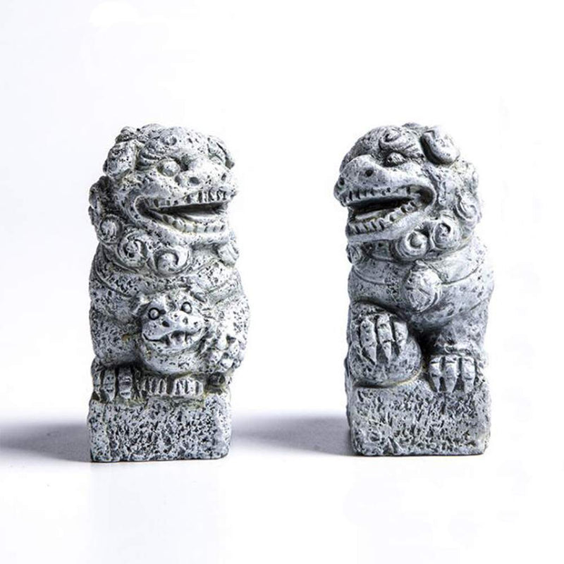 Smoothedo-Pets Fish Tank Decorations Aquarium Decoration Small Size Ornaments Accessories Fish Hides Asian Japan Garden Mini Lion Statue/Pair - BeesActive Australia