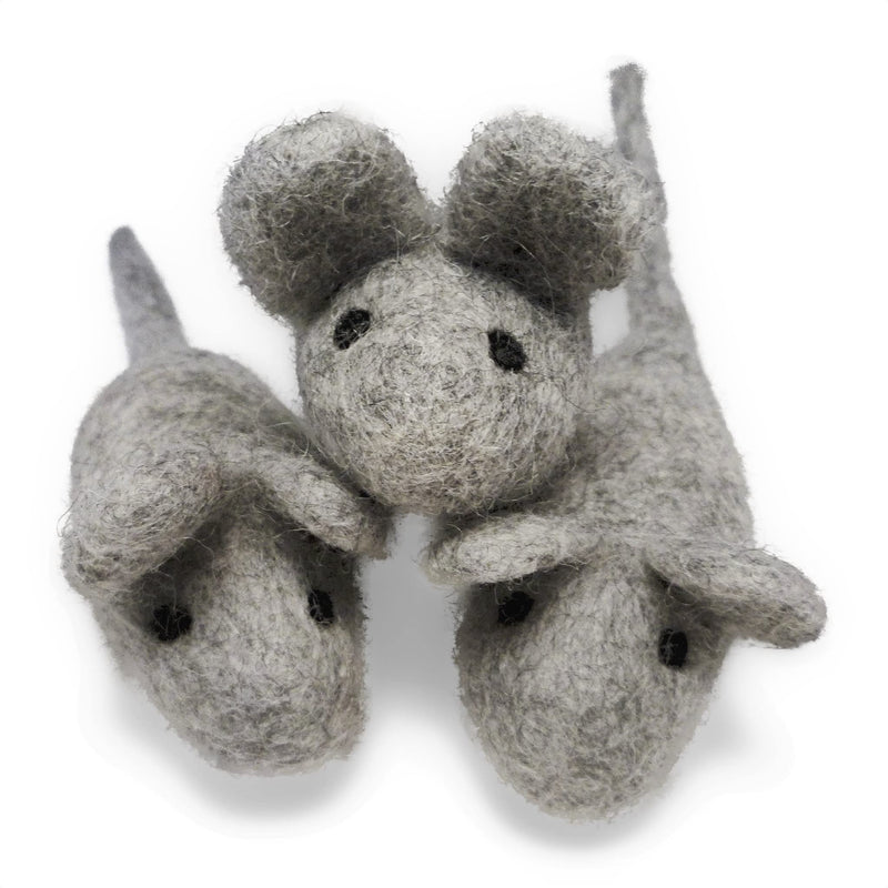 Earthtone Solutions Cat Mouse Toy - 3 Felted Wool Mouse Toys Without Catnip for Indoor Cats and Kittens - Large Handmade Mice - BeesActive Australia
