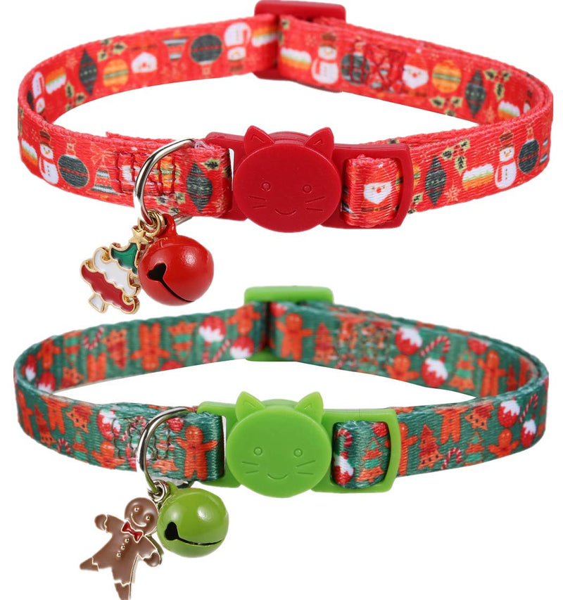 BoomBone Set of 2 Cat Christmas Collar with Cute Pendants, Breakaway Puppy Collar with Bell - BeesActive Australia