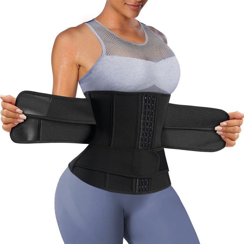 Eleady Waist Trainer Trimmer Belt for Women Corset Slimming Body Shaper Cincher Sauna Sweat Band Workout Sport Girdles Black Small - BeesActive Australia