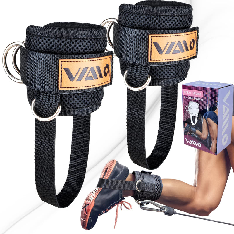 VAIIO Ankle Straps for Cable Machines,Adjustable Comfort fit Neoprene, Reinforce Double D-Ring - Premium Ankle Cuffs to Improve Abdominal Muscles, Lift The Butts, Tone The Legs for Men & Women Black - BeesActive Australia