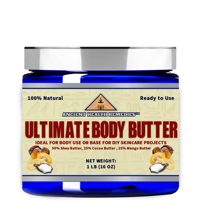 Organic Shea, Cocoa, Mango Butter ULTIMATE BODY BUTTER Raw, Unrefined Skincare Ingredient for Homemade DIY Lotion Making, Baby Care and Hand Creams (USA) (1 lb.) - BeesActive Australia