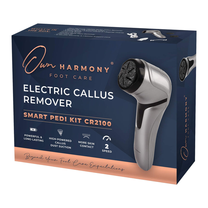 Own Harmony Electric Foot Callus Remover with Vacuum Absorption- Professional Pedicure Tools for Powerful Pedi Care - 3 Rollers Portable Electronic Feet File CR2100- Best for Hard, Dry, Cracked Heels Quantum Silver - BeesActive Australia