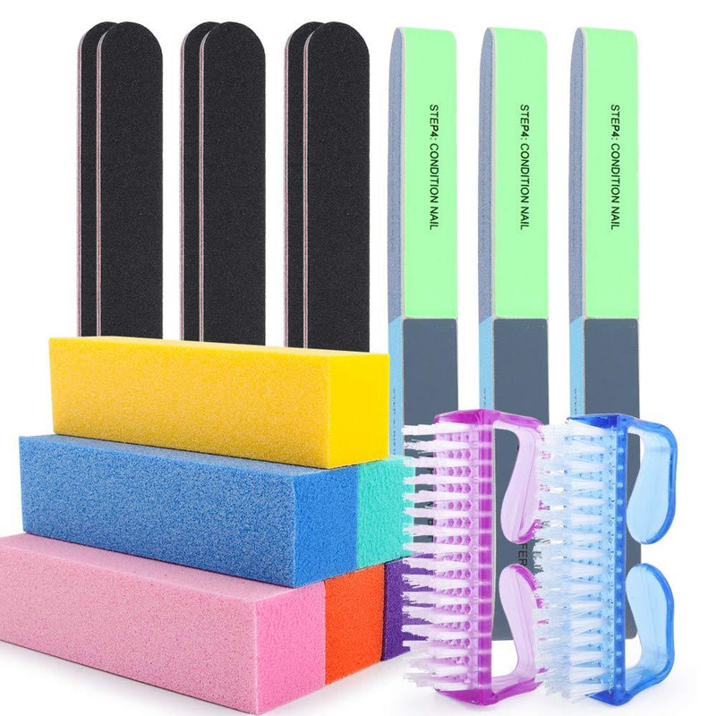 Professional Nail File and Buffers, Yokilly 17PCS Manicure Tools Kit DIY Nail Art Set, Nail File,Polishing Buffer,Buffer Block, Brush - BeesActive Australia