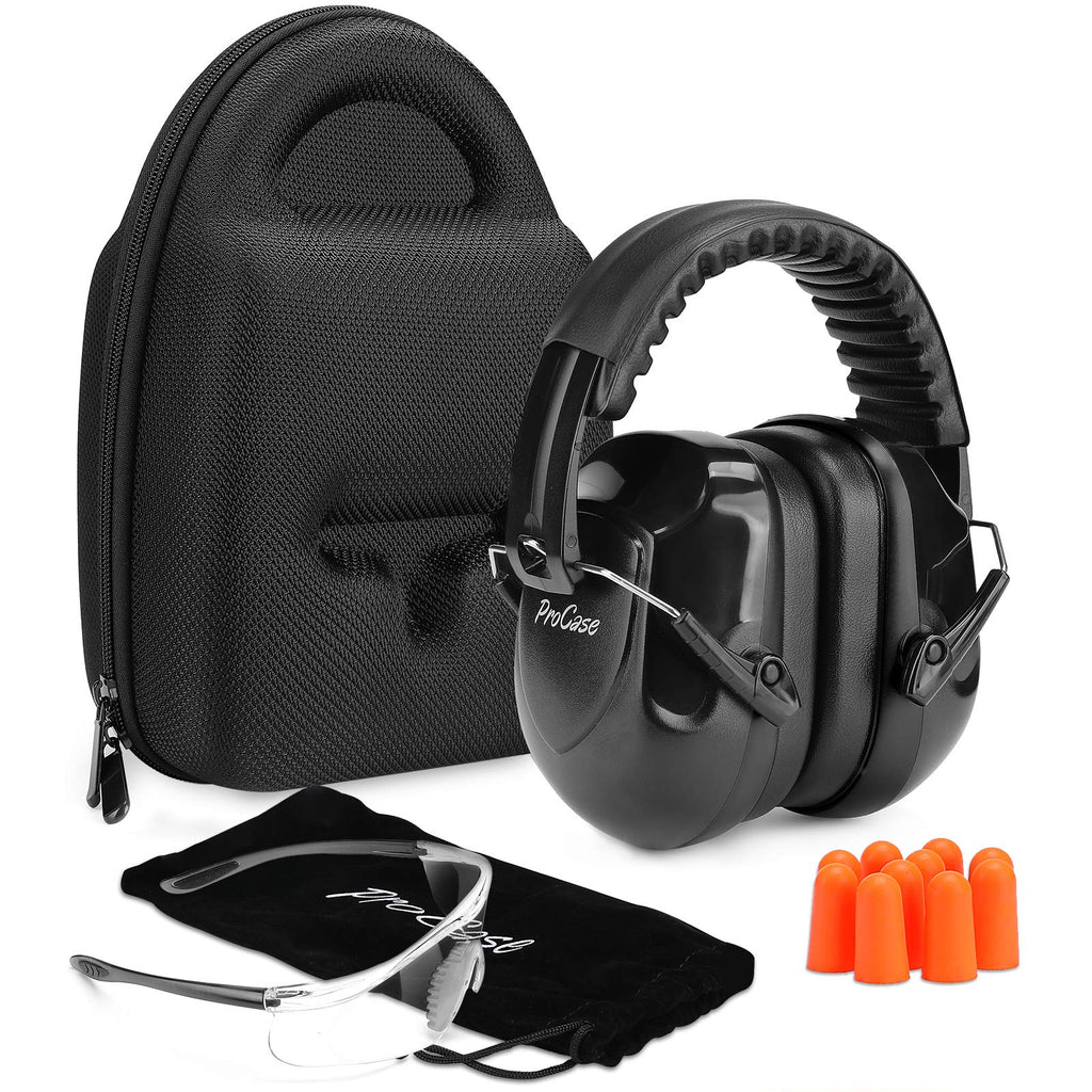 ProCase Shooting Ear Protection Earmuffs, Gun Safety Glasses and Soft Earplugs Black - BeesActive Australia