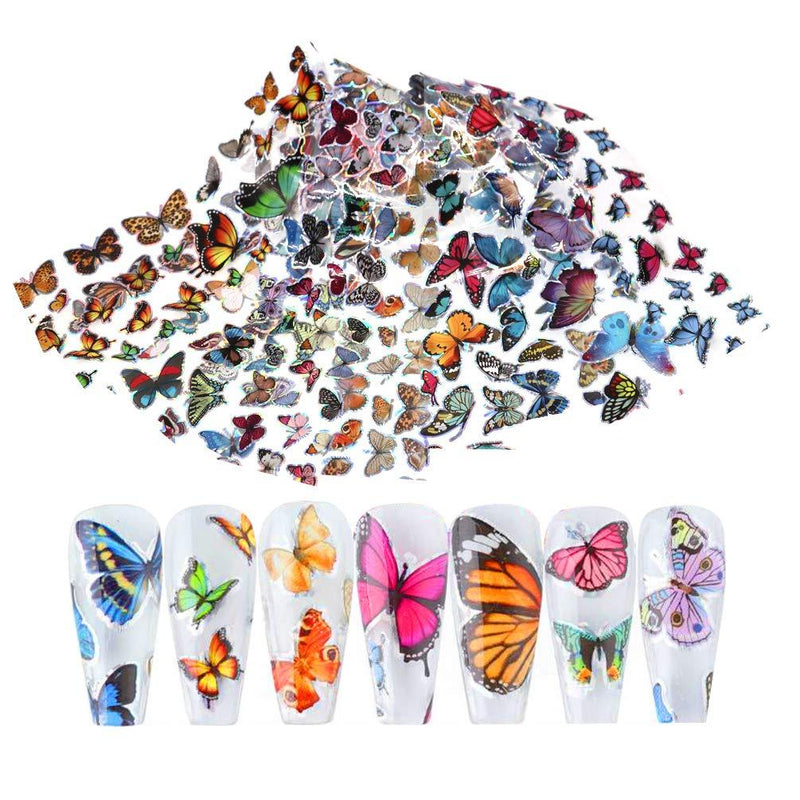 Holographic Butterfly Nail Foil Laser Nail Sticker Mix Butterflies 10 Style Starry Sky Star Foil Stickers Set Nail Transfer Tips Manicure Art DIY Decoration Kit - BeesActive Australia