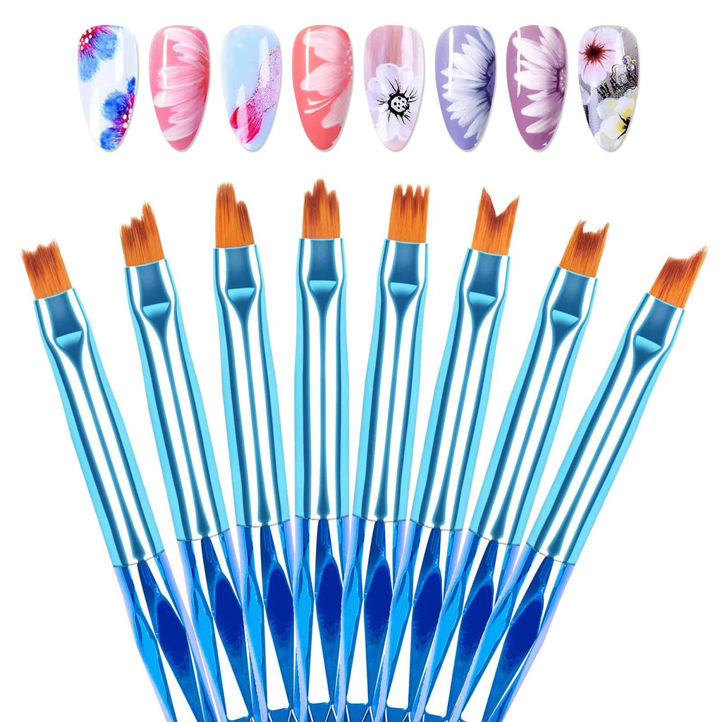 DouborQ 8 Pcs Nail Brush Pen Gradient Painting Brush Set UV Gel Flower Drawing Tool for Professional Salons and Home DIY nail art (8 Pcs/set) 8 Pcs/set - BeesActive Australia